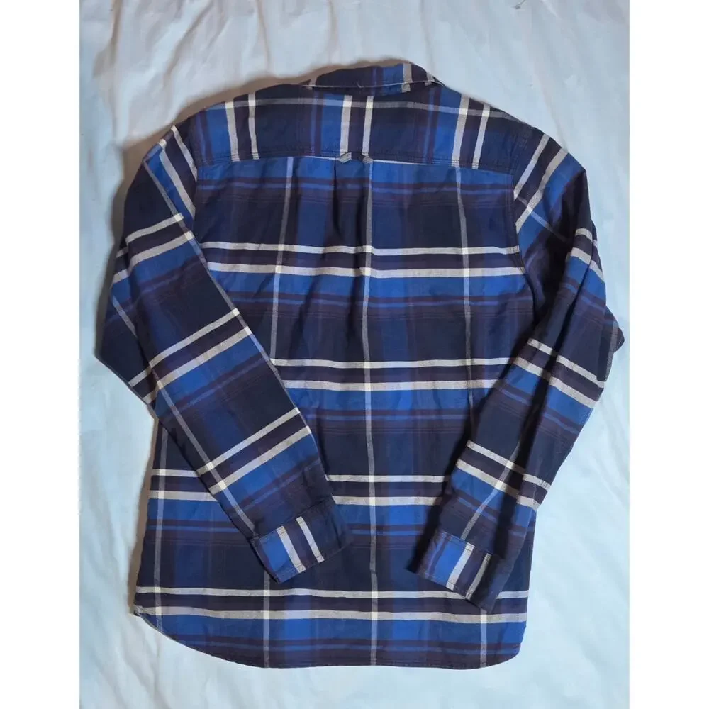 The North Face Men's Large Blue Navy Plaid Arroyo Flannel Long Sleeve Shirt